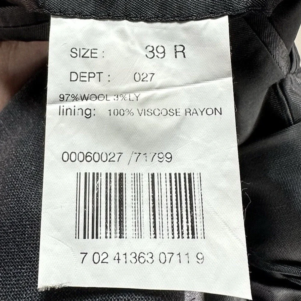 Brooks Brothers 346 Blazer 39R Charcoal Gray Wool Stretch Two Button Sport Coat